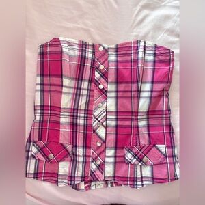 2000’s Guess Pink Corset Button Up Strapless Tube Top